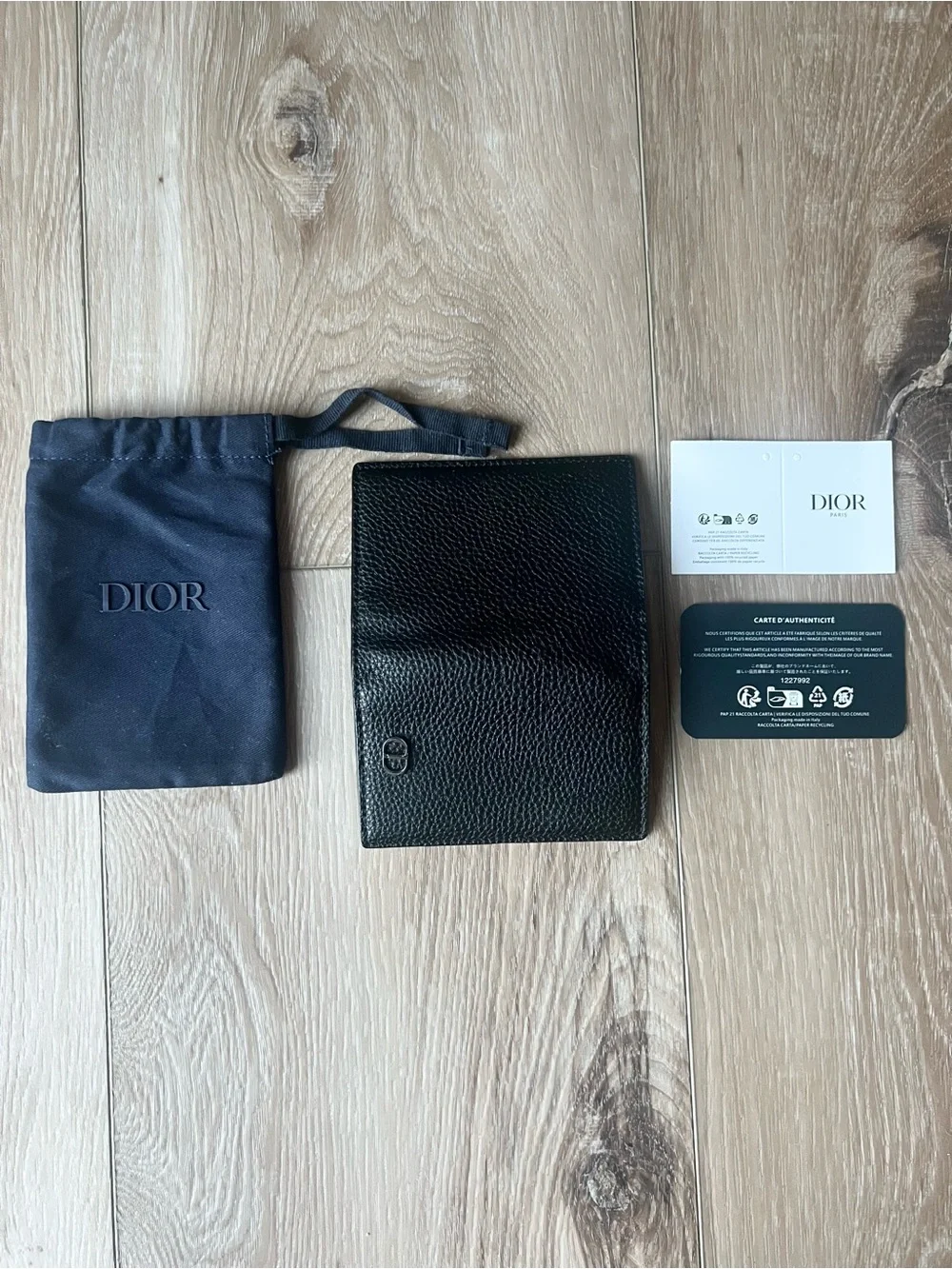 Dior Black Pebbled Leather Card & Key Holder